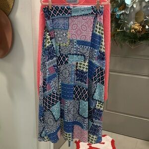 New Directions Blue Patchwork Maxi Skirt